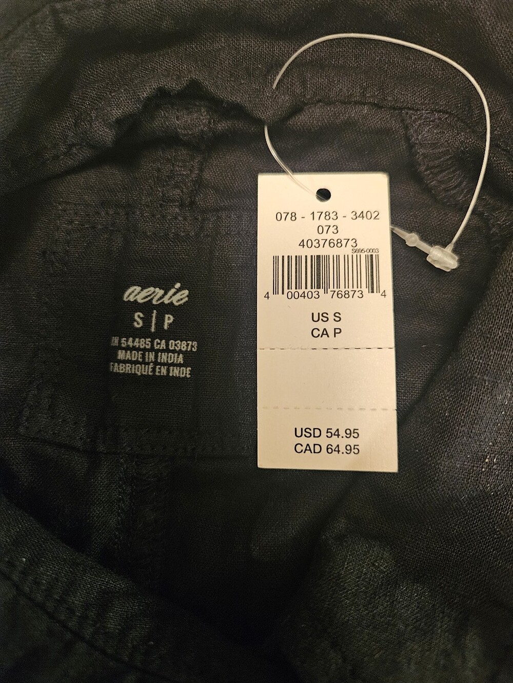 Aerie SZ S NWT Black Linen Blend Button Down Beachy Cover Up Long Sleeve Top - Picture 4 of 11
